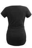 1 x RAW Customer Returns Smallshow Women s Maternity Tops Side Gathered Maternity Tops 3 Pack Black Grey Army Green M - RRP €43.99