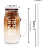 1 x RAW Customer Returns ANOTION Mason Jar Iced Coffee Cup with Lid and Straw, 24oz Regular Mouth Mason Jars with Handle, Glass Coffee Drinking Glasses, Mugs, Reusable Cups, Iced Coffee Cup Bottles for - RRP €19.03