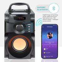 1 x RAW Customer Returns Bluetooth speaker, portable Bluetooth 5.0 music box with subwoofer, wireless stereo bass wooden speaker FM radio for outdoor and indoor parties at home - RRP €46.9