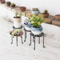 1 x RAW Customer Returns Yumyolk flower stand 4 pieces plant stand metal black, retro style flower stool garden for living room indoor outdoor, flower shelf balcony plant shelf, plant staircase terrace - RRP €35.28