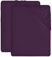 1 x RAW Customer Returns Utopia Bedding - Set of 2 Fitted Sheets 90x200cm - Purple - Brushed Microfiber Fitted Sheet - 35cm Deep Pocket - RRP €15.02