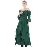 1 x RAW Customer Returns Fiamll Women s Steampunk Victorian Off Shoulder Medieval Maxi Dress Ladies Renaissance Cosplay Halloween Costume Green S M  - RRP €56.46