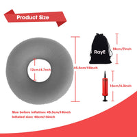 2 x RAW Customer Returns RayE Large Orthopedic Seat Cushion, 45cm Hemorrhoid Seat Cushion Inflatable, Inflatable Orthopedic Seat Cushion, Donut Orthopedic Seat Cushion, Inflatable Cushion Soft Seat Ring with Pump - Gray - RRP €36.28