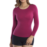 3 x RAW Customer Returns  MD Women s 3 4 Long Sleeve Underwear MDen Compression Basic Shirts Shapewear Tops BurgundyS - RRP €65.97