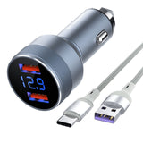 1 x RAW Customer Returns Brisplen Cigarette Lighter USB Car Charger, 36W 6A Car Charger, Dual QC3.0 Fast Charging Metal Car Charger Adapter with Voltage Display , with 3ft A to C Charging Cable - RRP €21.6