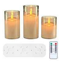 1 x RAW Customer Returns EXTSUD LED flameless candles flickering with charging station and remote control, set of 3 LED candles made of glass, rechargeable flame candle light with timer function, romantic tea lights, decorative living room - RRP €26.21