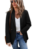 1 x RAW Customer Returns CZIMOO Women s Blazer Long Sleeve Open Front Business Cardigan with Pockets Button Placket Elegant Lapel Suits Jackets Black S - RRP €20.16