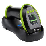 1 x RAW Customer Returns Tera 1D 2D QR Barcode Scanner with Digital Setting Screen Button Operation and Charging Station, , Model HW0009, Green - RRP €65.99