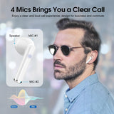 1 x RAW Customer Returns OYIB Bluetooth 5.3 headphones, wireless Bluetooth headphones with 4 ENC micros, 2023 immersive HiFi Bluetooth headphones, touch control earphones with LED display, 25H, IPX7 waterproof earbuds blue and white - RRP €50.41