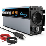 1 x RAW Customer Returns 1000W Car Voltage Converter 12v to 230v Pure Sine Wave Inverter -Car Inverter Converter with 1 EU Sockets and 2 USB Car Charger Power Solar Inverter DC AC Converter Current Converter - RRP €89.99