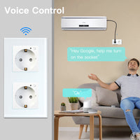 1 x RAW Customer Returns BSEED Wifi Smart Socket, works with Amazon Alexa, Google Home, timing function and APP control, 2-way Schuko socket white, flush-mounted glass intelligent socket-on ONLY 2.4 GHz network - RRP €31.34