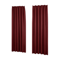 1 x RAW Customer Returns Deconovo Curtains Thermal Curtains with Ruffle Tape Opaque Noise Protection Window Decoration Curtains, 260x140 cm Height x Width , Red, Set of 2 - RRP €46.99