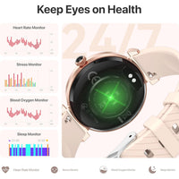 1 x RAW Customer Returns Fitonme Smartwatch Women with Phone Function 1.19 Inch AMOLED Display, IP68 Waterproof Sports Watch Wristwatch with Sleep Monitor Heart Rate Monitor SpO2 Blood Pressure Measurement Pedometer for Android iOS Rose Gold - RRP €59.99