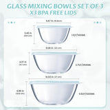 1 x RAW Customer Returns Luvan Glass Mixing Bowl with Lid Set of 3 4.2 L, 2.5 L, 1 L , Large Round Salad Bowls for the Kitchen, Ideal for Storing Food, Cooking, Baking, Preparing, Dishwasher Safe - RRP €40.99