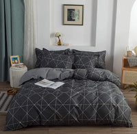 1 x RAW Customer Returns GETIYA Newest Dark grey bed linen 155x220 3-piece check pattern bed linen country house checked duvet cover set with 2 pillowcases 80x80 microfiber reversible bed linen set with zipper - RRP €27.11