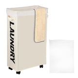 1 x RAW Customer Returns IHOMAGIC 62L Slim Laundry Bag with Wheels - Tall Laundry Basket with Removable Laundry Bags, Large Foldable Laundry Baskets with Handle, Portable Storage Basket for Bedroom, Living Room Beige  - RRP €28.99