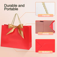 2 x Brand New Simpolor Gift Bags, Paper Bags with Bow Ribbon, Waterproof Gift and Sweet Bags, Portable Party Bags with Handles for Birthdays, Weddings, Parties, 28 x 20 x 10 cm, 3 Colors, 6 Pack  - RRP €28.22