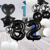 4 x Brand New 32nd Birthday Balloon Decoration Black 32 Balloons Party Supplies Number 32 Foil Mylar Balloons Latex Balloon Gifts for Girls Boys Women Men - RRP €39.96