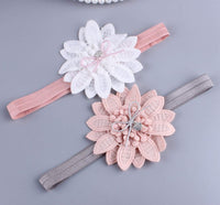 12 x Brand New Girls Headband Lace Flower Soft Stretch Hairband Hair Accessories 2 Pieces for Girls Pink, White  - RRP €86.4