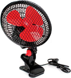 1 x RAW Customer Returns GROWMANIA Oscillating Fan 2 Speeds 20cm 20W Power Electric Fan Black with 3 Red Blades Quiet 360 Degrees - RRP €34.87