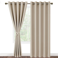 1 x RAW Customer Returns DWCN Opaque Blackout Curtains with Eyelets 2 Pieces Thermal Curtain for Living Room, Bedroom, Beige, 228 x 167 cm H x W  - RRP €46.38