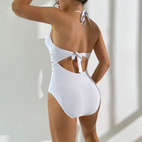 2 x Brand New Litthing Women s Swimsuit Beach Bikini Beachwear One-Piece Swimwear Halterneck V-Neck Backless Classic Plain Hollow Out Sexy - RRP €55.2