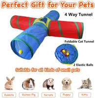 1 x Brand New Cat Tunnel, Rabbit Tunnel, 2 Way Cat Tunnel, Pet Toy, Collapsible Pet Cat Tunnel, Suitable for Indoor and Outdoor Rainbow 4 Way  - RRP €19.2