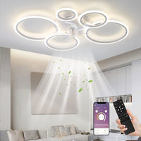 1 x RAW Customer Returns LED Ceiling Fan With Lighting 145W Ceiling Lamp With Fan And Remote Control APP 3 Color Temperature 6 Speeds Ceiling Fan With Light For Bedroom Living Room Dining Room White - RRP €114.73