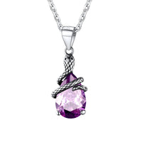 1 x Brand New Women s Imitation Alexandrite Necklace in 925 Silver, June Birthstone Snake Water Drop Pendant - RRP €34.87