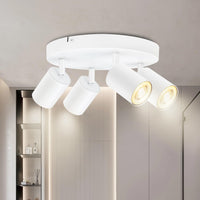 1 x RAW Customer Returns BOYIR Ceiling Spotlight LED White Ceiling Spotlight 4 Bulbs Swiveling 350 Ceiling Lights Round Kitchen Lamp Ceiling Light GU10 Ceiling Lamp Spotlights Ceiling Light for Bedroom, Without Bulb - RRP €35.28