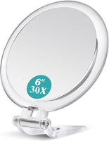 1 x RAW Customer Returns B Beauty Planet 30X Magnifying Mirror, Travel Folding Hand Mirror, 6 Inch Pedestal Mirror, Double Sided with 1 30x Magnification - RRP €19.4