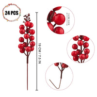 1 x RAW Customer Returns Pack of 24 red berry stems, artificial burgundy red berry picks, holly red berry branches, Christmas berries stem picks for Christmas tree, DIY craft, wedding, holidays, winter decoration - RRP €16.26