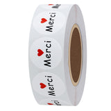 1 x RAW Customer Returns Hycodest Round French Thank You Stickers White Self Adhesive Red Heart 1000 Labels 1  - RRP €16.8