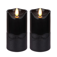 2 x RAW Customer Returns FREEPOWER 2x Outdoor Waterproof LED Candles with Timer Function, Battery Operated Flameless Pillar Candles Flickering Flame Warm White Halloween Decoration, Hemp Rope Texture 8.2 x 15cm, Black - RRP €34.28