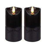 2 x RAW Customer Returns FREEPOWER 2x Outdoor Waterproof LED Candles with Timer Function, Battery Operated Flameless Pillar Candles Flickering Flame Warm White Halloween Decoration, Hemp Rope Texture 8.2 x 15cm, Black - RRP €34.28