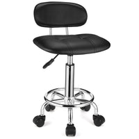 1 x RAW Customer Returns HMTOT Square rolling stool with backrest, height adjustable, swivel stool with wheels, black - RRP €51.04