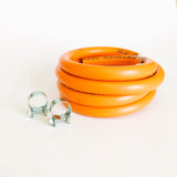 1 x RAW Customer Returns Quercos. Butane hose, orange, rubber pipe, for butane and propane gas, approved with 2 clamps with tabs, 1.50 m. - RRP €24.0