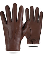 2 x Brand New GSG Gloves Made of Genuine Leather Men with Lining Touchscreen Sheepskin Gloves Winter Faux Fur Lined Brown S - RRP €55.2