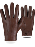 2 x Brand New GSG Gloves Made of Genuine Leather Men with Lining Touchscreen Sheepskin Gloves Winter Faux Fur Lined Brown S - RRP €55.2