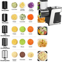 1 x RAW Customer Returns SOKANY 1000W electric vegetable cutter, 5 in 1 electric vegetable slicer, electric shredder with 5 interchangeable drum blades, cheese grater, easy to clean, grater for fruit and vegetables - RRP €75.62