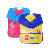 40 x Brand New 2 Pcs Children s Painting Apron, Waterproof School with Long Sleeves and 3 Pockets Apron for Painting, Playing and Eating, 2 to 8 Years - RRP €372.0