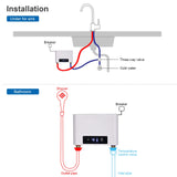 1 x RAW Customer Returns Electronic instantaneous water heater shower, 220V electric water heater temperature selection 30-52 C with bath shower kit, for hand basin, kitchen, bathroom, wash basin 3500W without shower set, white  - RRP €99.99