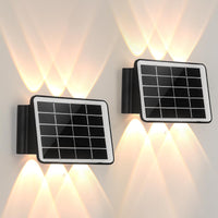 1 x RAW Customer Returns Solar Wall Light Outdoor, 2 Pack Warm White Solar Light for Outdoor LED Lighting IP65 Waterproof Wall Light Wall Wireless Waterproof Fence Lighting for Backyard Garden Porch Deck Patio - RRP €47.99