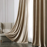 1 x RAW Customer Returns MIULEE Beige Velvet Curtain Eyelets Set of 2 140X245, Opaque Curtains Velvet for Decoration Bedroom Living Room, Beautiful Soft Curtain Blackout Velvet Curtains, Blackout Velvet Curtains Opaque - RRP €52.27