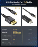 1 x RAW Customer Returns Maxonar USB C to DisplayPort Cable 8K 60Hz 2M 6.6Ft 4K 60Hz 144Hz 120Hz 5K 60Hz 2K 240Hz Thunderbolt 3 to DisplayPort HBR3 Type C DP 1.4 Adapter for Mac Studio,MacBook Pro,Mac mini VESA Certified  - RRP €24.68