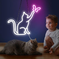 1 x RAW Customer Returns Neon Cat Sign Wall Decoration Butterfly Neon Sign Usb Neon Light Party Neon Sign for Shop Bedroom Bedside Living Room Party Neon Signs Kids Room - RRP €33.26