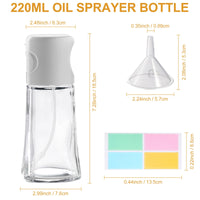 1 x Brand New Oil Sprayer Bottle 220 ml Oil Sprayer for Cooking Oil Spray Bottle Oil Glass Oil Spray for Cooking Air Fryer, Oil Dispenser Bottle with Funnels and Stickers - RRP €7.99