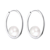 1 x RAW Customer Returns JO WISDOM Pearl Earrings Silver 925 1.5 20MM Hoop Earrings Hanging Earrings with 7MM White Pearls, Wedding Earrings for Women, Jewelry for Women - RRP €49.0