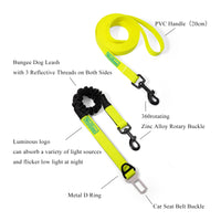 1 x RAW Customer Returns Wolfone Waterproof Dog Training Leash Set 3.2M Long Yellow Dog Leash and Elastic Shock Absorber with Reflective Wires and Car Seat Belt Buckle - RRP €17.83