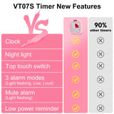 1 x RAW Customer Returns Yunbaoit Visual Timer with Clock and Night Light, VT07S 60 Minute Countdown Timer for Kids Adults with Low Battery Alarm and Optional Alarm Pink  - RRP €18.98